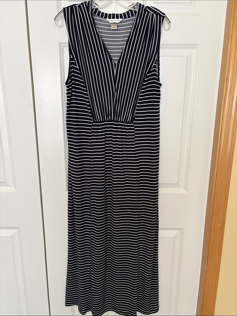 Christopher & Banks Black and White Striped Sleeveless Maxi Dress